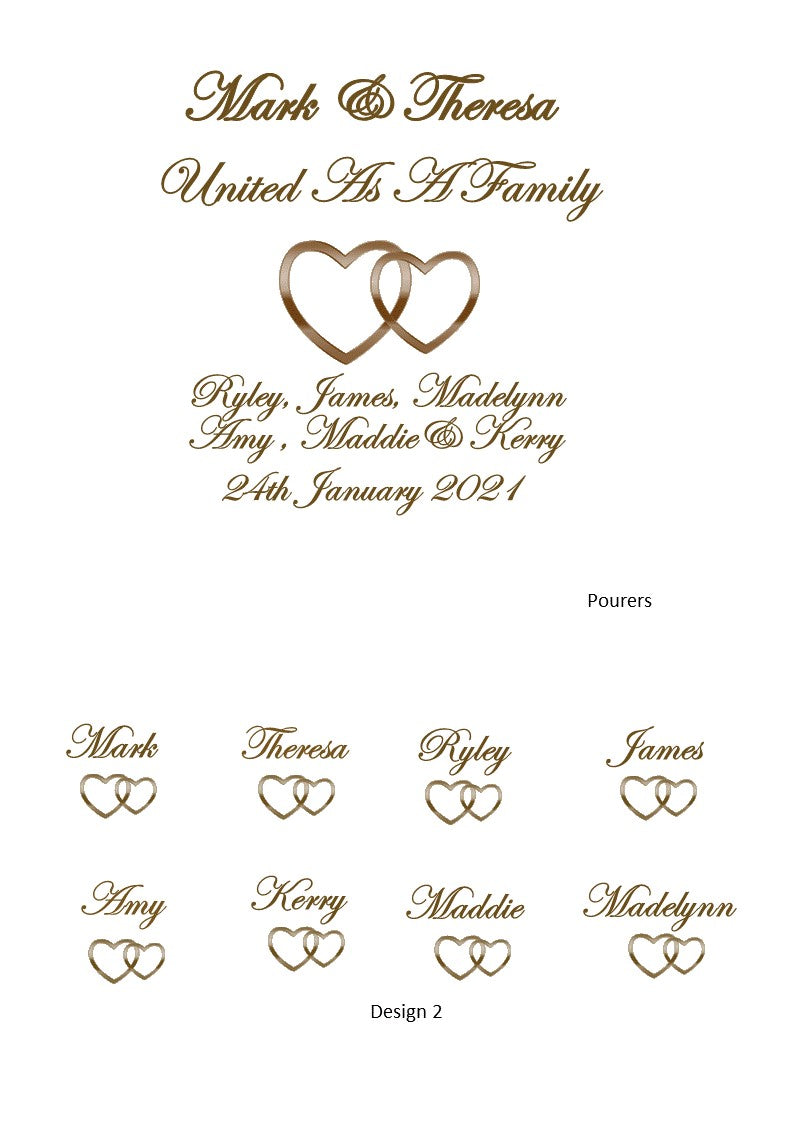 Eternity Wedding Sand Unity Ceremony 9 Piece Set Personalized