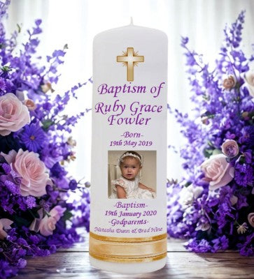 Baptism Personalized Candle Double Classic