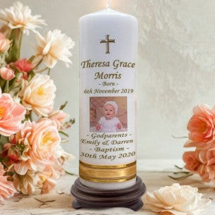 Baptism Personalized Candle Double Classic