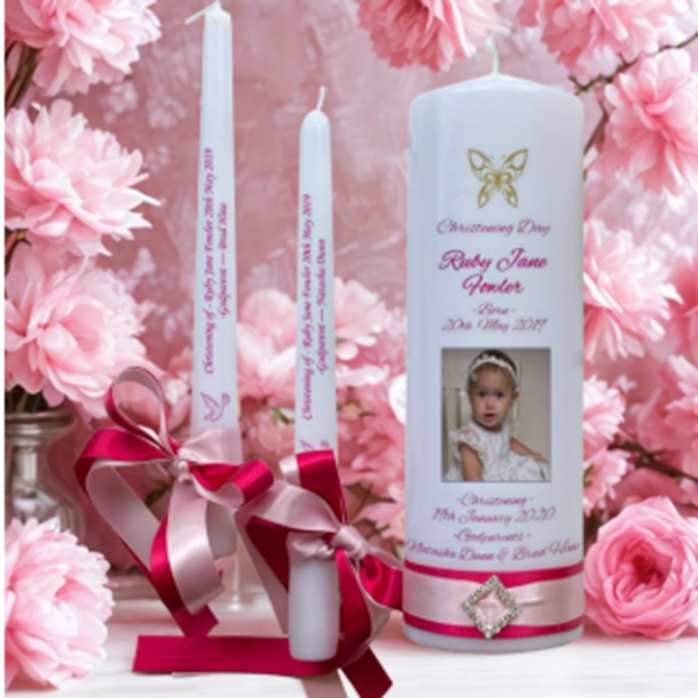 Christening Personalized Candle Unity Set Elegance