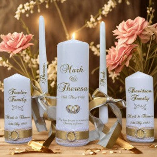 Wedding Personalized Ceremony Unity Candle Set of 5 Romance