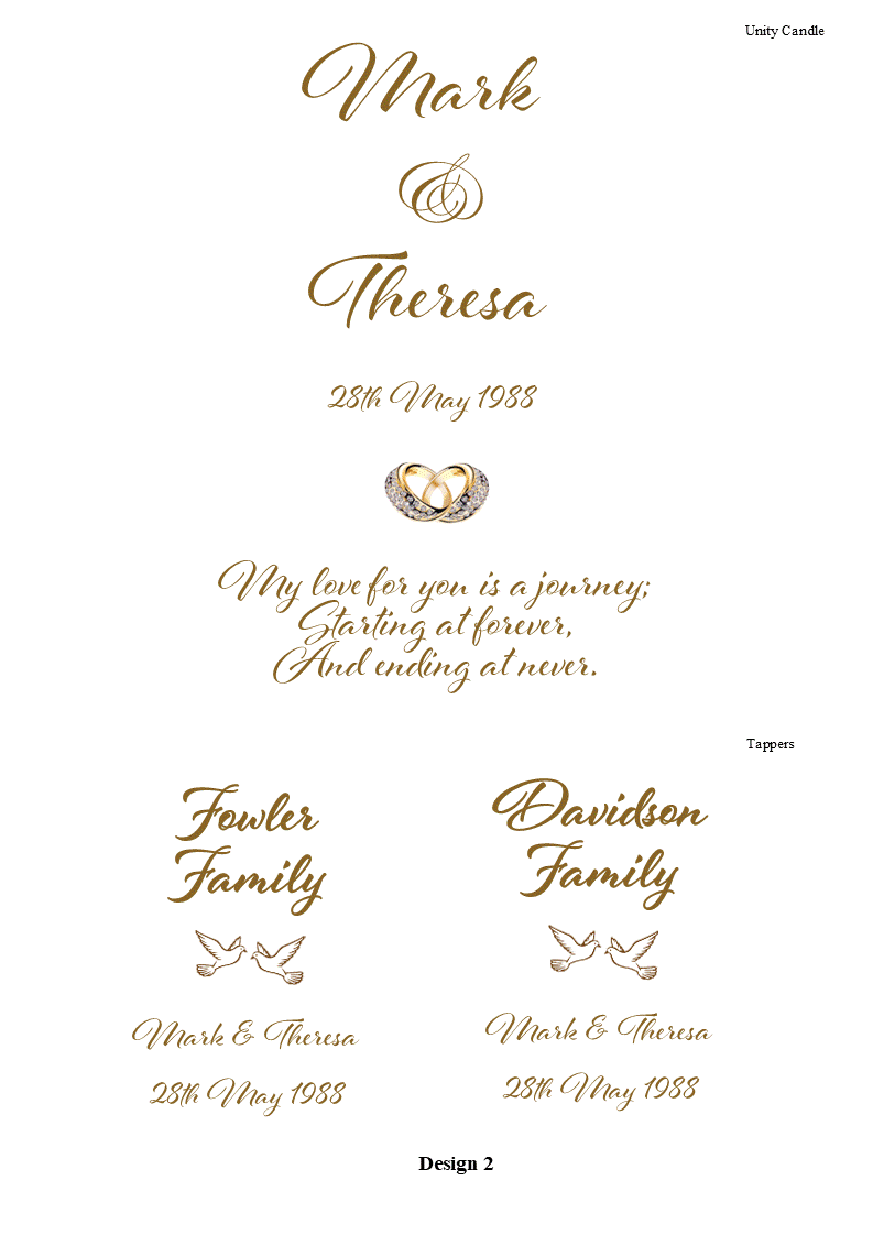 Wedding Personalized Ceremony Unity Candle Set of 3 Romance
