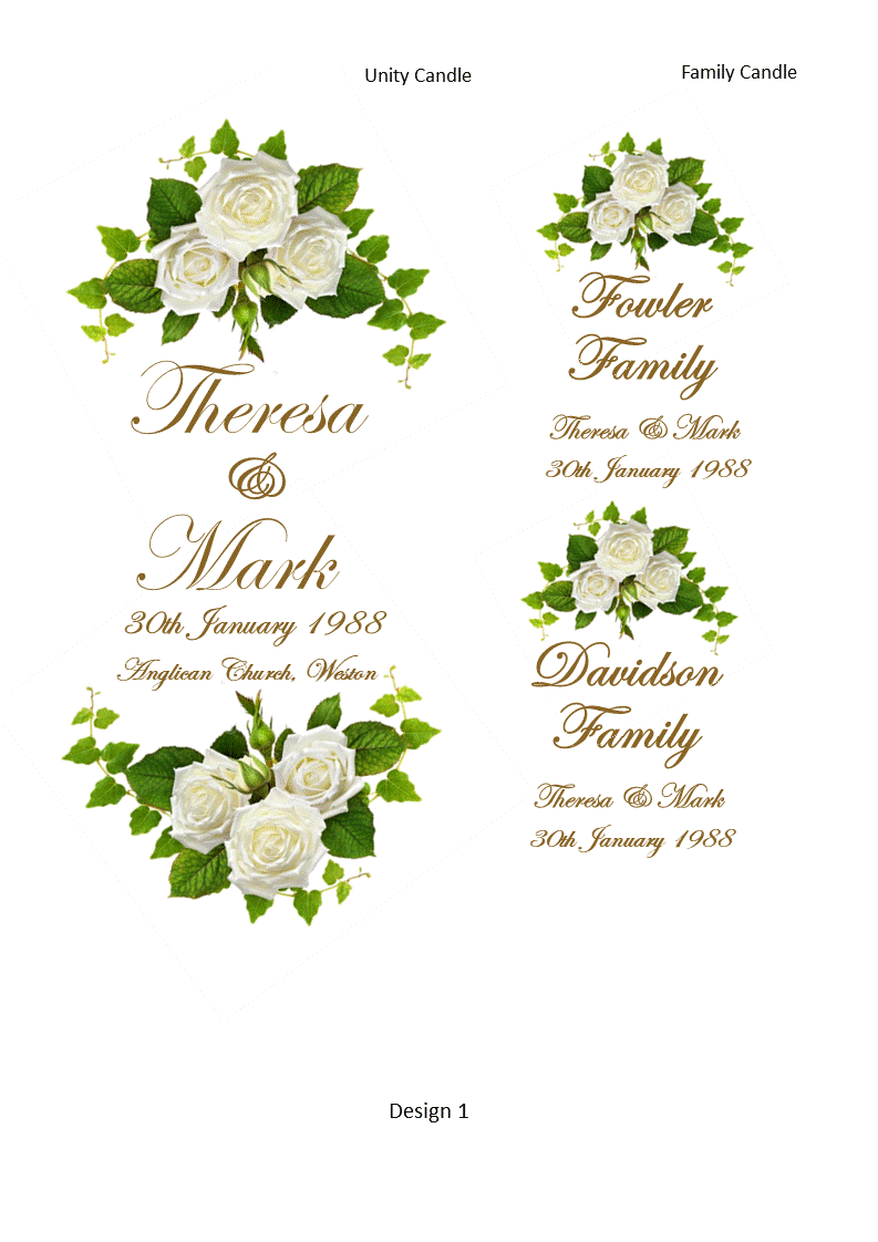 Wedding Personalized Ceremony Unity Candle Set of 3 Double Classic