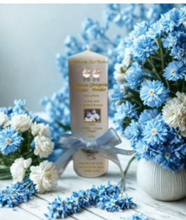 Welcome Baby Multiple Personalized Candle Orante