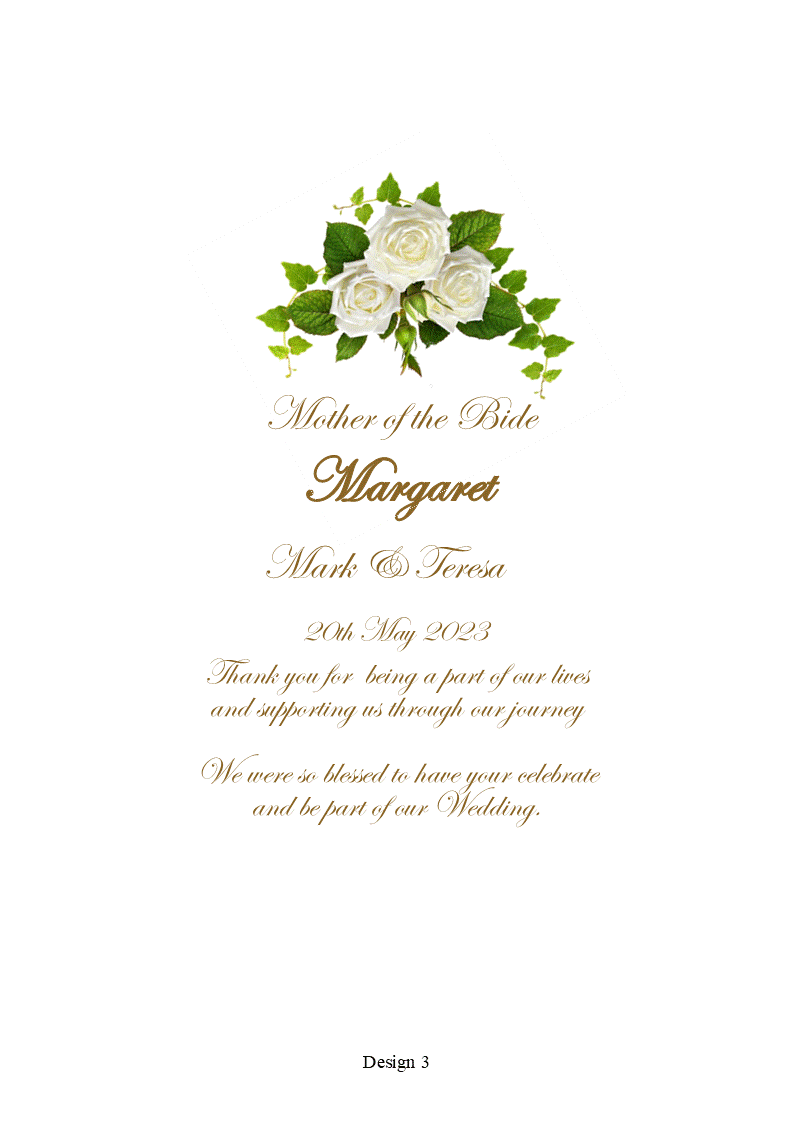 Mother of the Bride Personalized Candle Romance