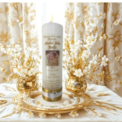 Welcome Baby Single Personalized Candle Elegance